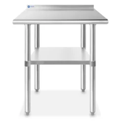GRIDMANN Stainless Steel Tables With Backsplash And Undershelf, NSF Commercial Kitchen Work & Prep Tables For Restaurant And Home
