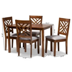 5pc Caron Fabric Upholstered Wood Dining Set Gray/Walnut - Baxton Studio -Dine Furniture GUEST 7e410179 8028 4920 9f67 3cfc55a39699