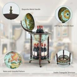 Costway 17'' Globe Wine Kitchen Stand 16th Century Italian Map Liquor Bottle Shelf Cart 17 Costway 17'' Globe Wine Kitchen Stand 16th Century Italian Map Liquor Bottle Shelf Cart -Dine Furniture GUEST 7e85957d fa54 42b8 aa67 f41473b638a5