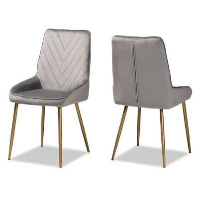 2pc Priscilla Velvet Fabric Upholstered Metal Dining Chair Set - Baxton Studio 11 2pc Priscilla Velvet Fabric Upholstered Metal Dining Chair Set - Baxton Studio - Image 9