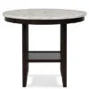 42" Faux Marble Round Counter Dining Table White/Black - Benzara