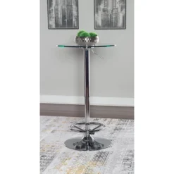 Keelan Adjustable Bar Height Pub Table Chrome - Powell Company 13 Keelan Adjustable Bar Height Pub Table Chrome - Powell Company -Dine Furniture GUEST 80102474 b09e 4846 8289 9ebaddaccdb6