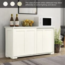 Costway Kitchen Storage Cabinet Sideboard Buffet Cupboard Wood Sliding Door Pantry White -Dine Furniture GUEST 8043cb71 998e 4dad b415 917bd084ea50
