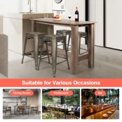 Costway 5 PCS Dining Table Set Kitchen Rectangular Counter Height Table W/ 4 Bar Stools -Dine Furniture GUEST 804bbff5 83f6 44e5 8def 6f6e82ebc7b8