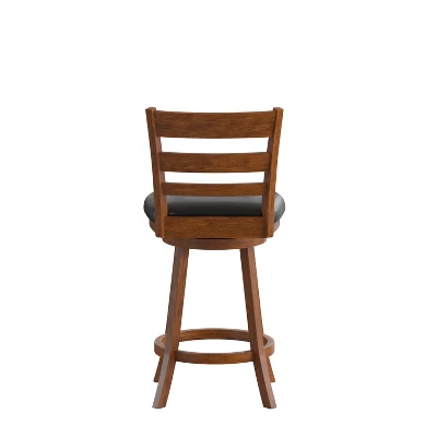 Merrick Lane 24" Classic Wooden Ladderback Swivel Counter Height Stool With Upholstered Padded Seat And Integrated Footrest 10 Merrick Lane 24" Classic Wooden Ladderback Swivel Counter Height Stool With Upholstered Padded Seat And Integrated Footrest - Image 8