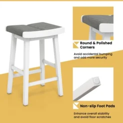 Costway Set Of 2 Saddle Bar Stools Counter Height Backless Kitchen Island Chairs -Dine Furniture GUEST 81889c37 c7d8 4622 af50 e7242a196e54