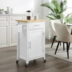Savannah Wood Top Compact Kitchen Island Cart White/Natural - Crosley -Dine Furniture GUEST 81f48fc0 1225 4934 98f7 72416726b080