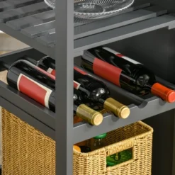 HOMCOM Utility Kitchen Cart, Rolling Kitchen Island Storage Trolley With Rack, Shelves, Drawer And Cabinet, Gray -Dine Furniture GUEST 82f79f2c fcec 4ac2 aa72 351a07fbeeed