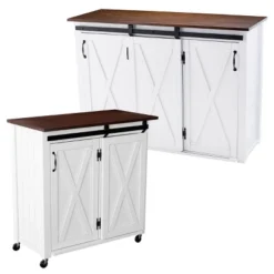 Lashire Barn Door Kitchen Cart Dark Brown/White - Aiden Lane -Dine Furniture GUEST 836b0be4 ff0c 4132 bc53 63c1f3e1804a