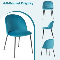 Tangkula Dining Chair Set Of 2 Upholstered Velvet Chair Set W/ Metal Base For Living Room -Dine Furniture GUEST 83c1932c 42e4 4c32 ac84 2fa162583763