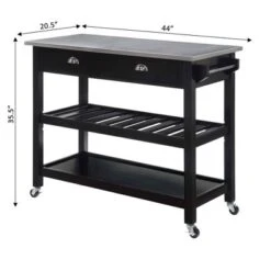 American Heritage 3 Tier Stainless Steel Kitchen Cart With Drawers - Breighton Home -Dine Furniture GUEST 8413486d c288 4d09 9048 f3fcdb39e801
