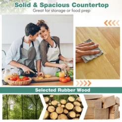 Costway Rolling Kitchen Cart Island Heavy Duty Storage Trolley Cabinet Utility Black -Dine Furniture GUEST 843d6b48 2204 4226 9df3 ab6cc956dda2