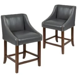 Flash Furniture Carmel Series 24" High Transitional Wood Counter Height Stool With Accent Nail Trim, Set Of 2 -Dine Furniture GUEST 8446b4ff ff96 4c3b a286 e5ef0ceff2d2
