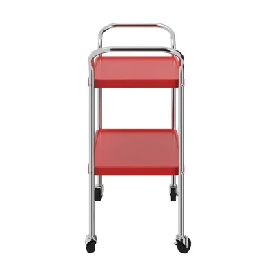 2 Tier Serving Cart Red/Silver - Room And Joy 5 2 Tier Serving Cart Red/Silver - Room And Joy - Image 3