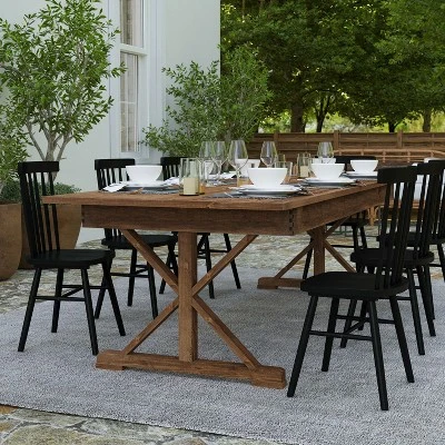 Merrick Lane 9' X 40" Rectangular Antique Rustic Solid Pine Foldable Dining Table With Crisscross Legs 7 Merrick Lane 9' X 40" Rectangular Antique Rustic Solid Pine Foldable Dining Table With Crisscross Legs - Image 5