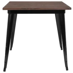 Merrick Lane Modern 31.5" Square Metal Table With Rustic Wood Top For Indoor Use -Dine Furniture GUEST 8714a9c1 2ecb 4051 8726 b58868d61dd7
