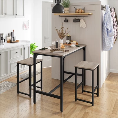 Yaheetech Industrial Counter Height Table Set With 2 Backless Stools For Kitchen 3 Yaheetech Industrial Counter Height Table Set With 2 Backless Stools For Kitchen