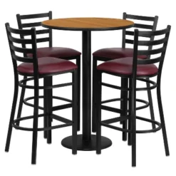 Emma And Oliver 30" Round Laminate Table Set With 4 Ladder Back Metal Stools 15 Emma And Oliver 30" Round Laminate Table Set With 4 Ladder Back Metal Stools -Dine Furniture GUEST 88164733 88a7 4f86 9c74 276fa64ad4d2