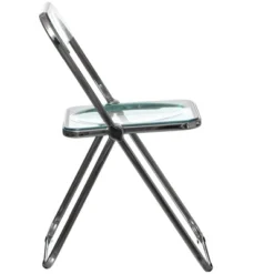 Fabulaxe Acrylic Folding Party Transparent Chair With Double Hinged Back | Indoor Outdoor Portable Commercial Seat With Silver Metal Frame For Home, Office, Wedding Party, Picnic, And Kitchen Dining -Dine Furniture GUEST 886e3c47 800a 4896 aa41 d26bdaedbae8