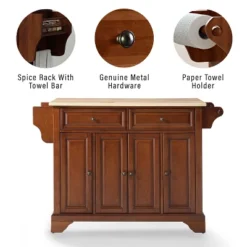 Lafayette Wood Top Full Size Kitchen Island/Cart Cherry/Natural - Crosley -Dine Furniture GUEST 88b53f89 750a 49a0 97b9 42e8e3d54770