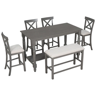 6-Piece Counter Height Dining Table Set Table With 4 Chairs And 1 Benchs - ModernLuxe 8 6-Piece Counter Height Dining Table Set Table With 4 Chairs And 1 Benchs - ModernLuxe - Image 6