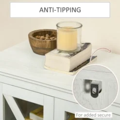 HOMCOM Rustic Kitchen Sideboard, Glass Door Buffet Cabinet, TV Stand With Adjustable Shelf For Dining Room, White 10 HOMCOM Rustic Kitchen Sideboard, Glass Door Buffet Cabinet, TV Stand With Adjustable Shelf For Dining Room, White -Dine Furniture GUEST 8ab15f91 dc10 42fc 88a1 6cc80e9d39dd