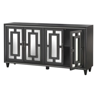 69" Lavoy Glass Mirrored Buffet Black - Lifestorey 5 69" Lavoy Glass Mirrored Buffet Black - Lifestorey - Image 3