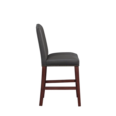 Carteret Gray Leather Counter Stool In Espresso - Comfort Pointe 10 Carteret Gray Leather Counter Stool In Espresso - Comfort Pointe - Image 8