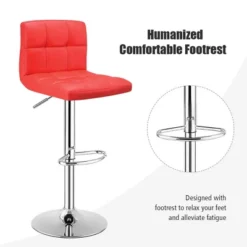 Costway Set Of 2 Bar Stools Adjustable Swivel Kitchen Counter Bar Chair PU Leather Red Full Back 19 Costway Set Of 2 Bar Stools Adjustable Swivel Kitchen Counter Bar Chair PU Leather Red Full Back -Dine Furniture GUEST 8bebccc0 3ae0 4829 879d b380cfefd874