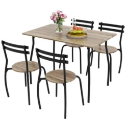 Costway 5PCS Dining Table Set 4 Chairs Wood & Metal Frame Space-saving Kitchen Furniture 19 Costway 5PCS Dining Table Set 4 Chairs Wood & Metal Frame Space-saving Kitchen Furniture -Dine Furniture GUEST 8c2fcc81 9706 46c2 8ce3 b6b758bd1a9b