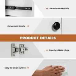 Costway Kitchen Storage Cabinet 2 Drawer Sideboard Floor Cupboard With Adjustable Shelves -Dine Furniture GUEST 8ce504aa 1ce9 448e a202 3de6e7507547