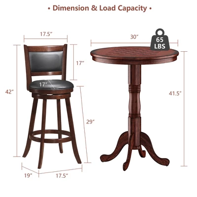 Costway 5pcs Pub Table Set 30'' Round Bar Height Table & 4pcs Swivel Bar Stools 3 Costway 5pcs Pub Table Set 30'' Round Bar Height Table & 4pcs Swivel Bar Stools