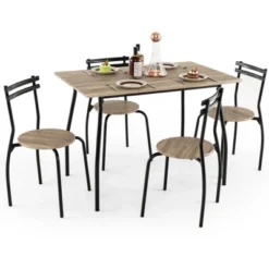 Costway 5PCS Dining Table Set 4 Chairs Wood & Metal Frame Space-saving Kitchen Furniture 13 Costway 5PCS Dining Table Set 4 Chairs Wood & Metal Frame Space-saving Kitchen Furniture -Dine Furniture GUEST 8dffa6eb e352 44b4 98e3 22eebbe90794