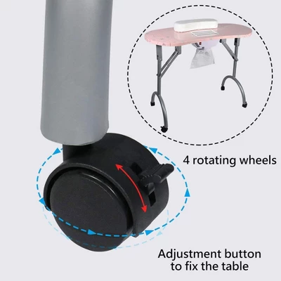 LEIBOU Professional 35 Inch Vented And Foldable Manicure Table With Dust Collector, Fan, And Polish Carrying Bag, Pink Flower 4 LEIBOU Professional 35 Inch Vented And Foldable Manicure Table With Dust Collector, Fan, And Polish Carrying Bag, Pink Flower - Image 2