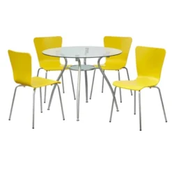 5pc Itza Round Glass Top And Chrome Base Dining Set - Buylateral -Dine Furniture GUEST 8fb76797 3121 4d99 8c0d 0b69e56601cb