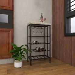 Industrial Metal Rectangle Wine Rack Black - Olivia & May -Dine Furniture GUEST 8fcee2fc 5049 42f4 b1aa 3fef8a3ea386