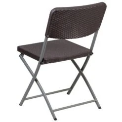 Emma And Oliver 6 Pack Brown Rattan Plastic Folding Chair With Gray Frame - Event Chair -Dine Furniture GUEST 90db2bba 09c6 44c7 bebd 84246acc7315
