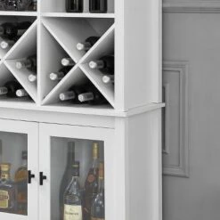 Bar Cabinet Bookshelf With Glass Doors Mahogany - Jill Zarin -Dine Furniture GUEST 91bae533 38df 4f6c 8ddf 71d1a257358c