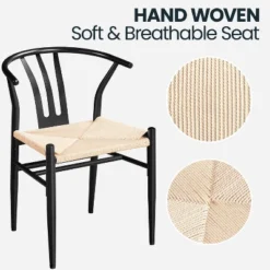 Yaheetech Set Of 2 Weave Arm Chairs Dining Chair -Dine Furniture GUEST 94e259a0 4036 4ff1 9225 bf1b60e4c62b