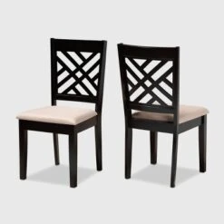 2pc Caron Upholstered Wood Dining Chair Set - Baxton Studio -Dine Furniture GUEST 965d4bac 10aa 4f59 9b6f b69076b9ef13