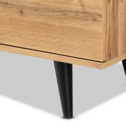 Radley Wood 3 Drawer Sideboard Buffet Oak Brown/Black - Baxton Studio -Dine Furniture GUEST 97667f8c cc96 44b1 8232 12e121830bfc