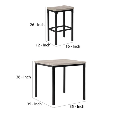 36" Counter Height Dining Table And Stool Set Gray/Black - The Urban Port 9 36" Counter Height Dining Table And Stool Set Gray/Black - The Urban Port - Image 7