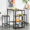 HOMCOM Industrial 3 Piece Dining Table Set, Counter Height Bar Table And Chairs Set, Kitchen Bistro Table Set With Storage Shelf And Stools, Brown -Dine Furniture GUEST 988be90e e89c 47e9 b17c d03796565a28