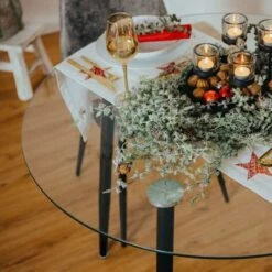 Avatar 34.5" Width Glass Top Modern Round Dining Table Black 4 Point/leg-The Pop Home -Dine Furniture GUEST 98a342ac 6169 427c 8fe7 17fa78f91790