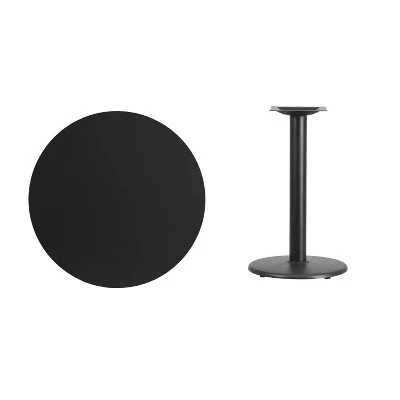 Flash Furniture 30'' Round Black Laminate Table Top With 18'' Round Table Height Base 4 Flash Furniture 30'' Round Black Laminate Table Top With 18'' Round Table Height Base - Image 2