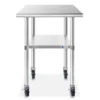 GRIDMANN Stainless Steel Table With 4 Casters (Wheels), NSF Commercial Kitchen Work & Prep Table