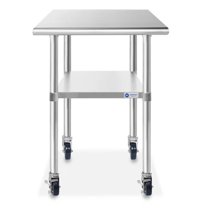 GRIDMANN Stainless Steel Table With 4 Casters (Wheels), NSF Commercial Kitchen Work & Prep Table 3 GRIDMANN Stainless Steel Table With 4 Casters (Wheels), NSF Commercial Kitchen Work & Prep Table