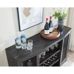 Home Source Bar Cabinet With Two Curved Glass Doors In Charcoal Finish -Dine Furniture GUEST 99d0c944 a9b2 4e48 bf73 c37fe7ba1d95