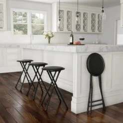 Set Of 4 Counter Height Bar Stools – 24-Inch Backless Folding Chairs With 300lb Capacity For Kitchen, Rec Room, Or Game Room By Trademark Home (Black) 13 Set Of 4 Counter Height Bar Stools – 24-Inch Backless Folding Chairs With 300lb Capacity For Kitchen, Rec Room, Or Game Room By Trademark Home (Black) -Dine Furniture GUEST 9a4da927 fbaf 4cd6 801a 15ea472831c4