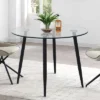 Avatar 34.5" Width Glass Top Modern Round Dining Table Black 4 Point/leg-The Pop Home -Dine Furniture GUEST 9aa9156c ad2c 4bf3 8a8b 44ba7431dd85